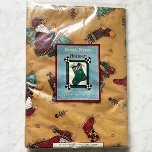 Debbie Mumm Tablecloth Christmas Magic of Santa Vinyl Flannel Backed 60" Round